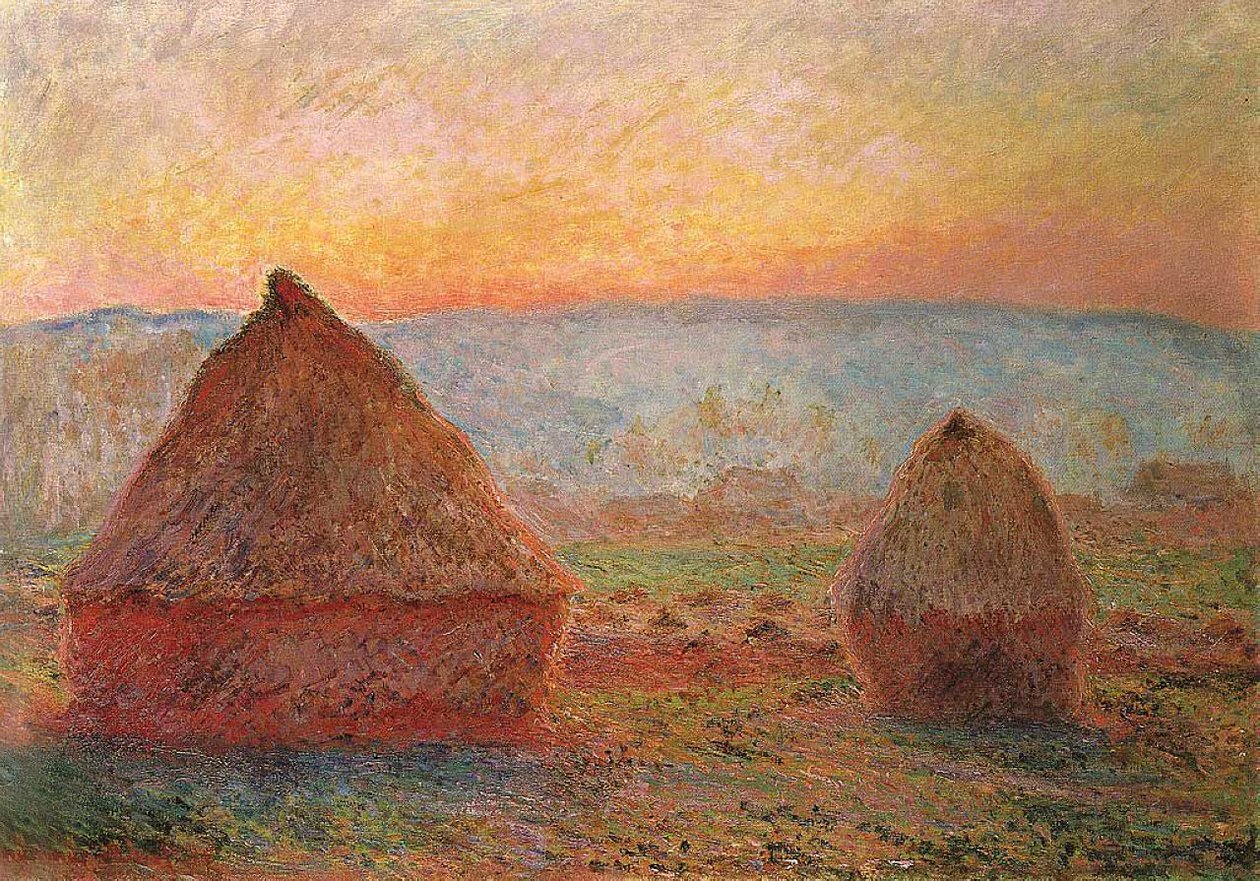 Les Meules à Giverny, soleil couchant - Claude Monet