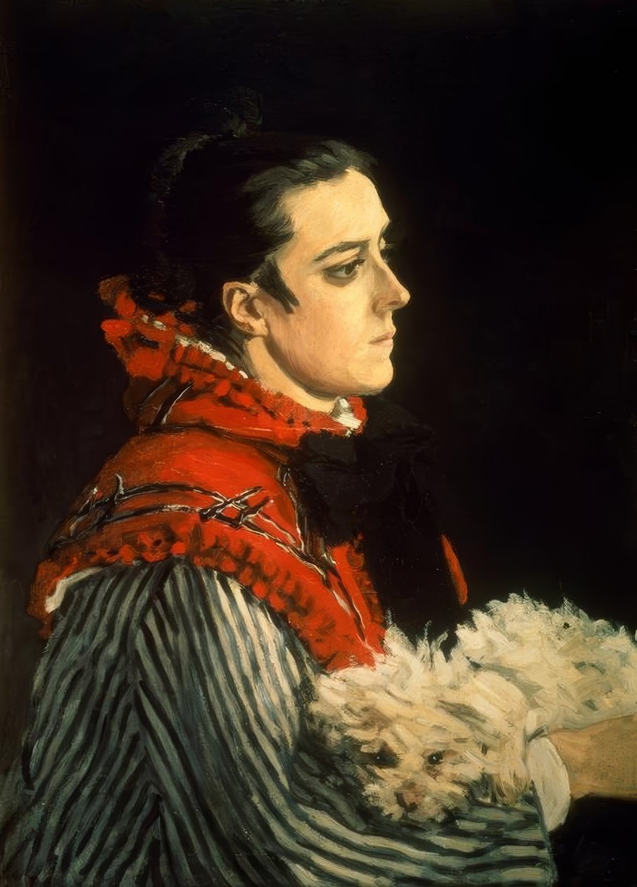 Camille avec un petit chien - Claude Monet