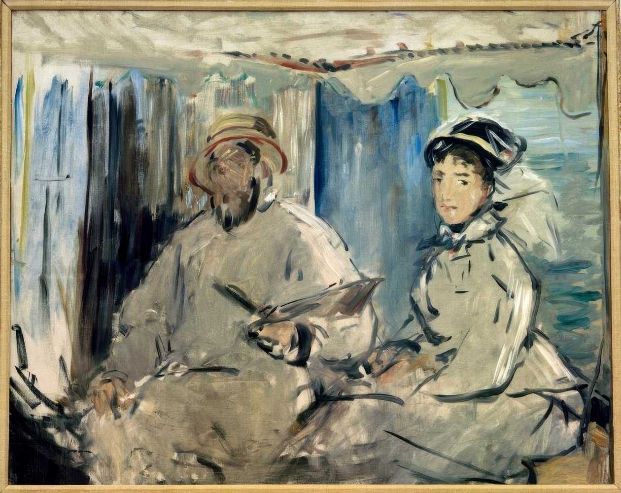 Monet peignant dans son atelier - Claude Monet