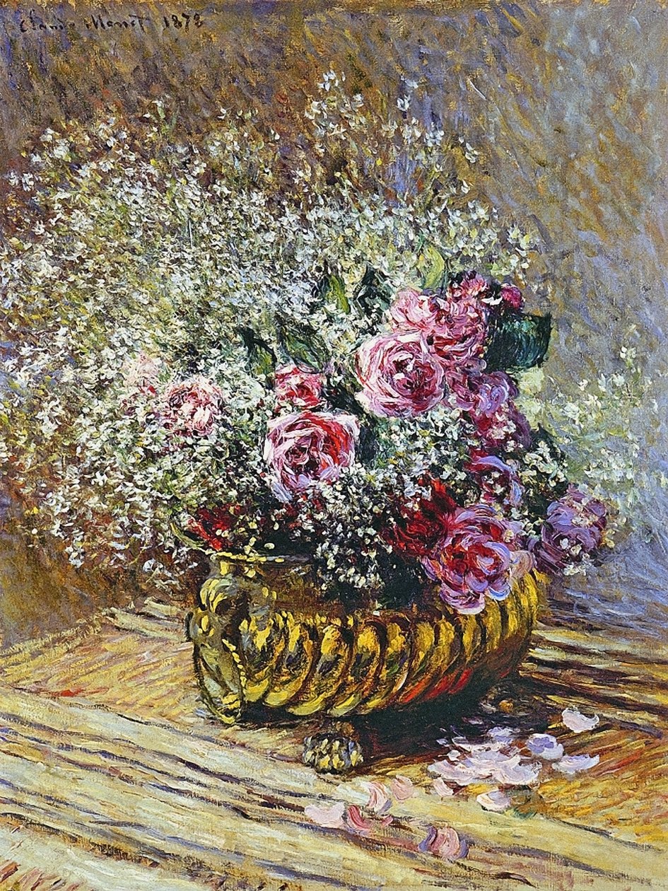 Roses dans un vase en cuivre, 1878 - Claude Monet
