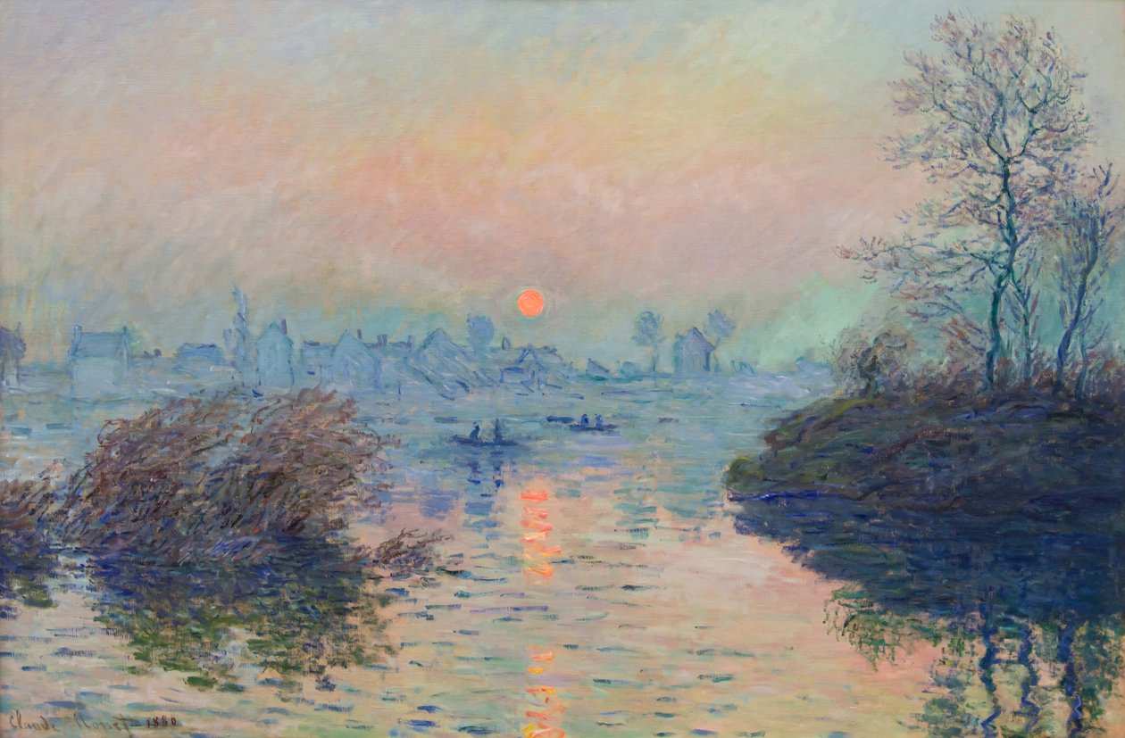 Coucher de soleil sur la Seine à Lavacourt, effet d