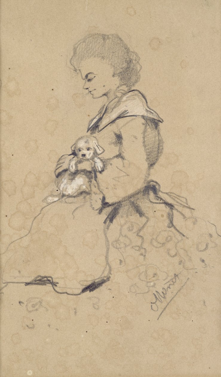 Femmes tenant un petit chien, 1857 - Claude Monet