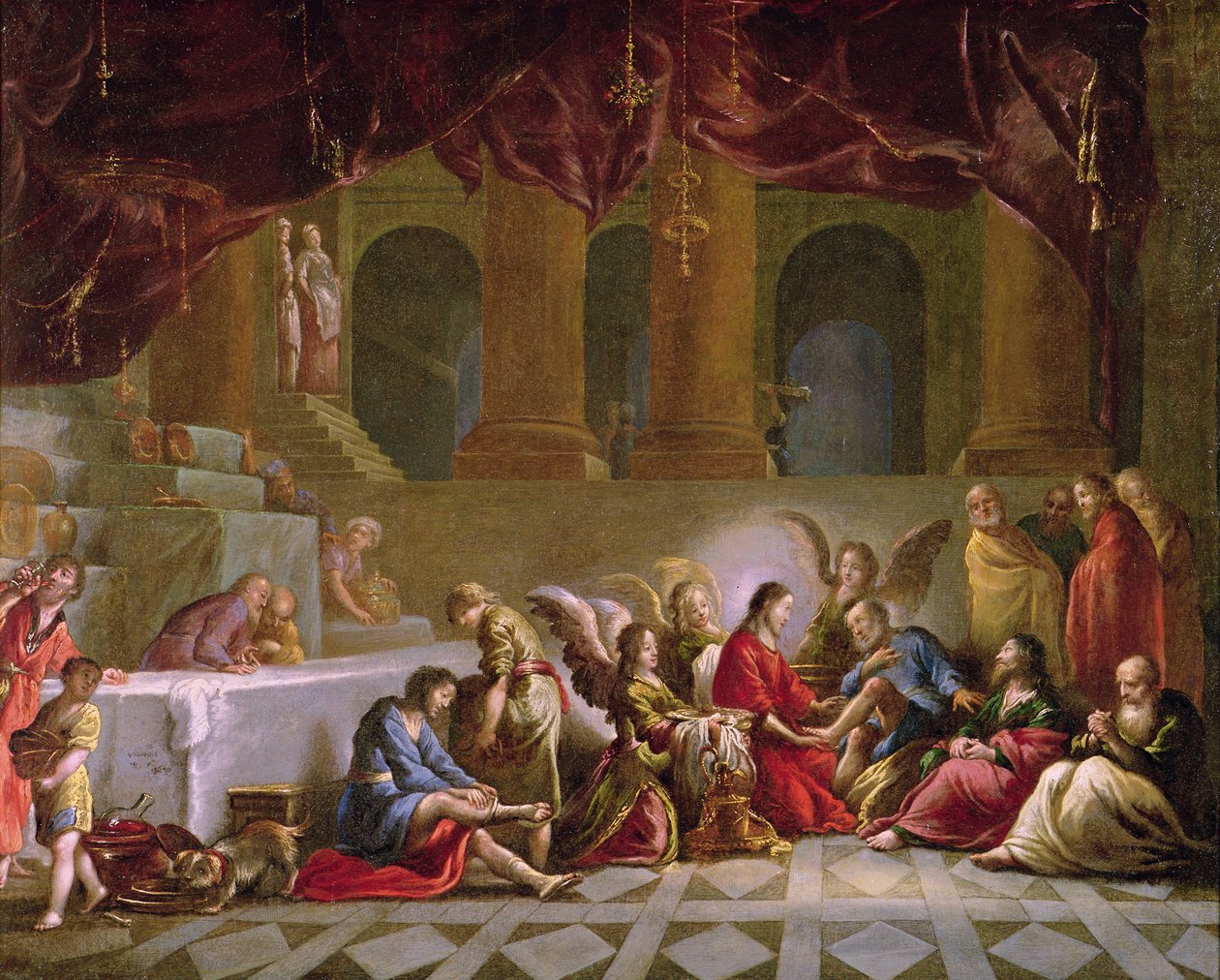 Jésus lavant les pieds des disciples - Claude Vignon