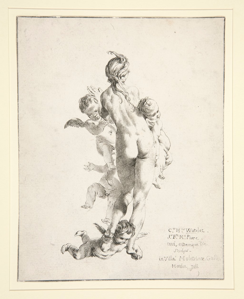 Sans titre (nu féminin avec putti) - Claude Henri Watelet