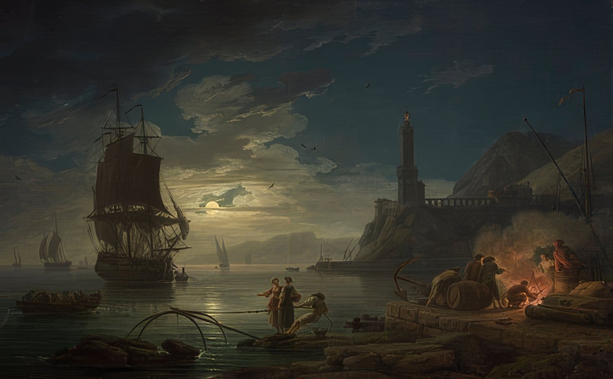 Scène côtière au clair de lune. 1769 - Claude Joseph Vernet