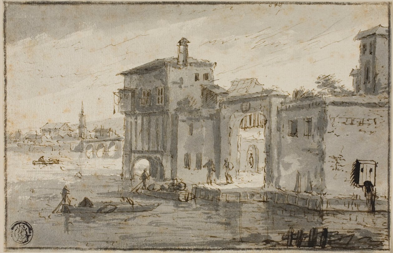 Bâtiments au bord du lagon - Claude Lorrain