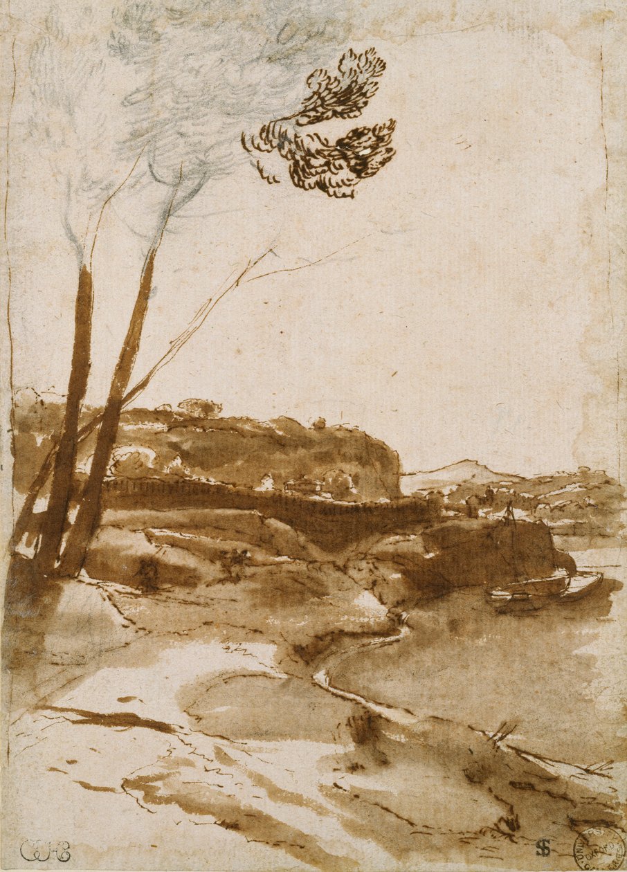 Chemin le long du Tibre, c. 1635-1640 - Claude Lorrain