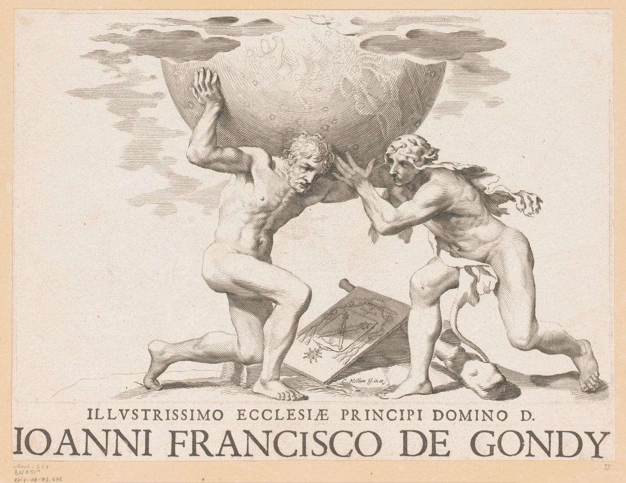 Atlas donne le globe céleste à Hercule - Claude Mellan