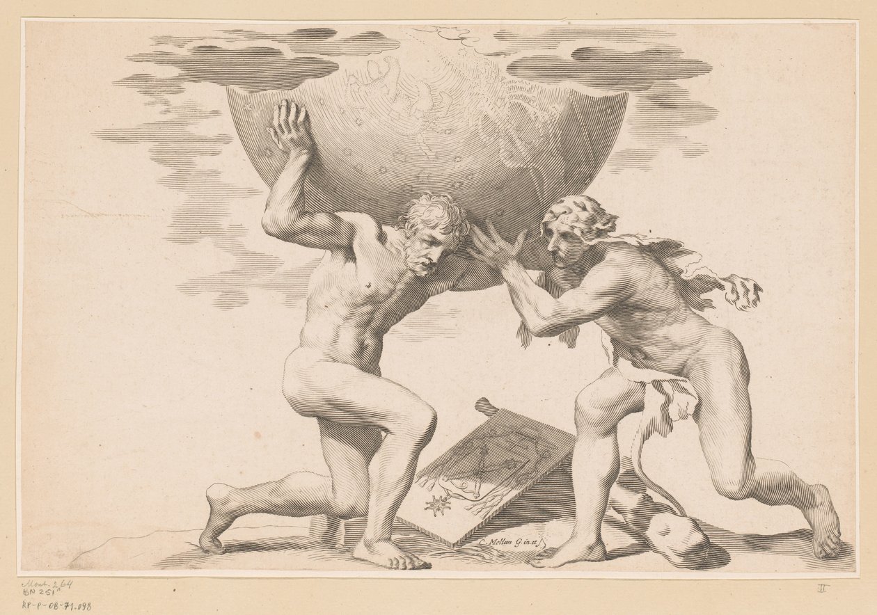 Atlas donne le globe céleste à Hercule - Claude Mellan