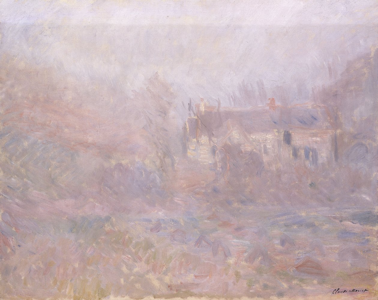 Maisons à Falaise dans le brouillard - Claude Monet