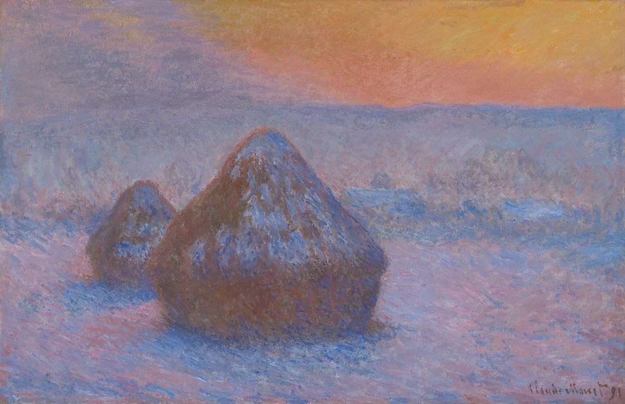 Meules de foin (Coucher de soleil, effet de neige) - Claude Monet