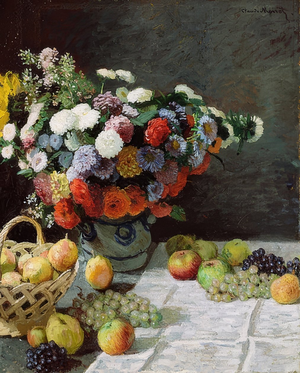 Nature morte avec fleurs et fruits - Claude Monet