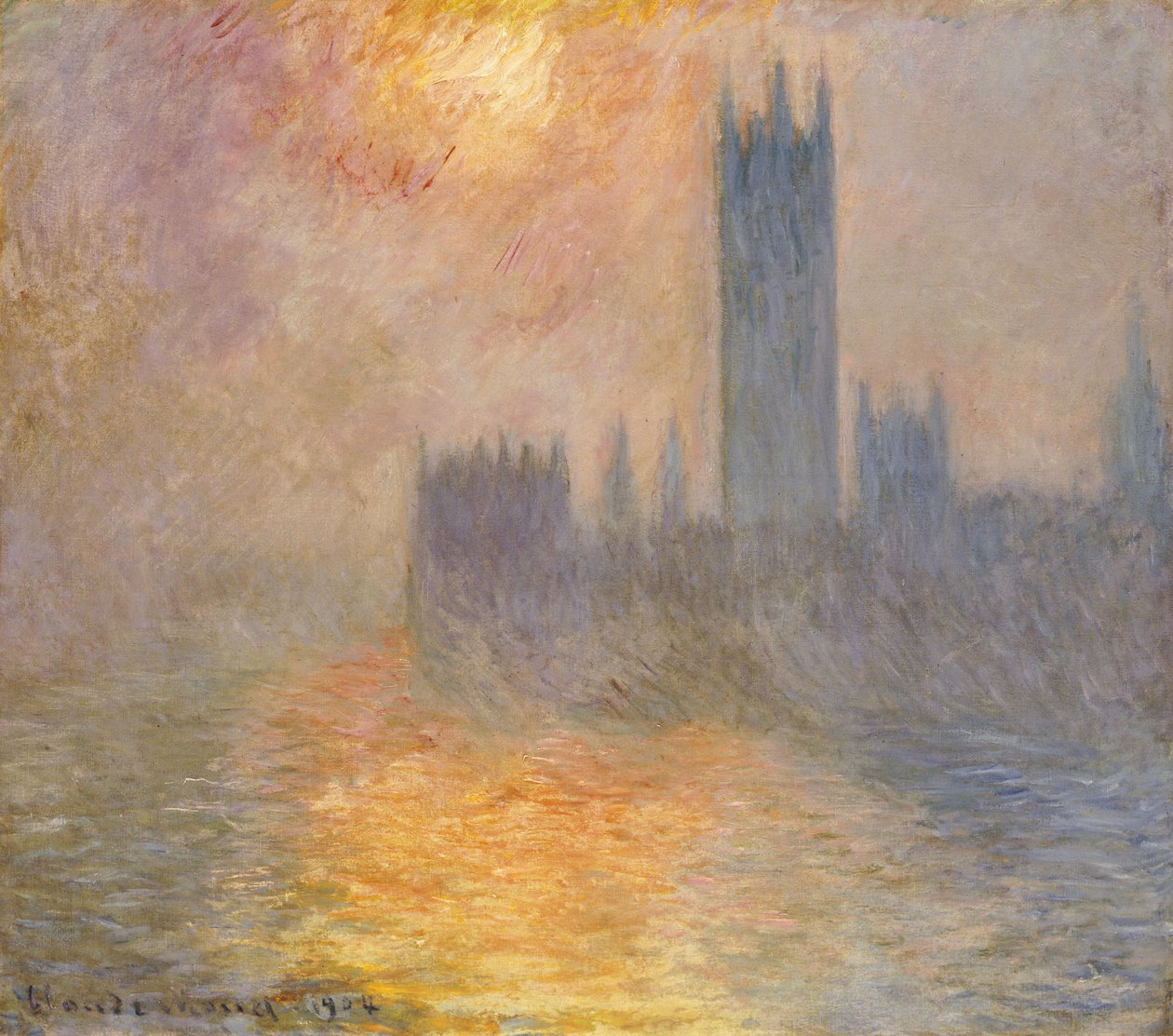Les Maisons du Parlement, coucher de soleil, 1904 - Claude Monet