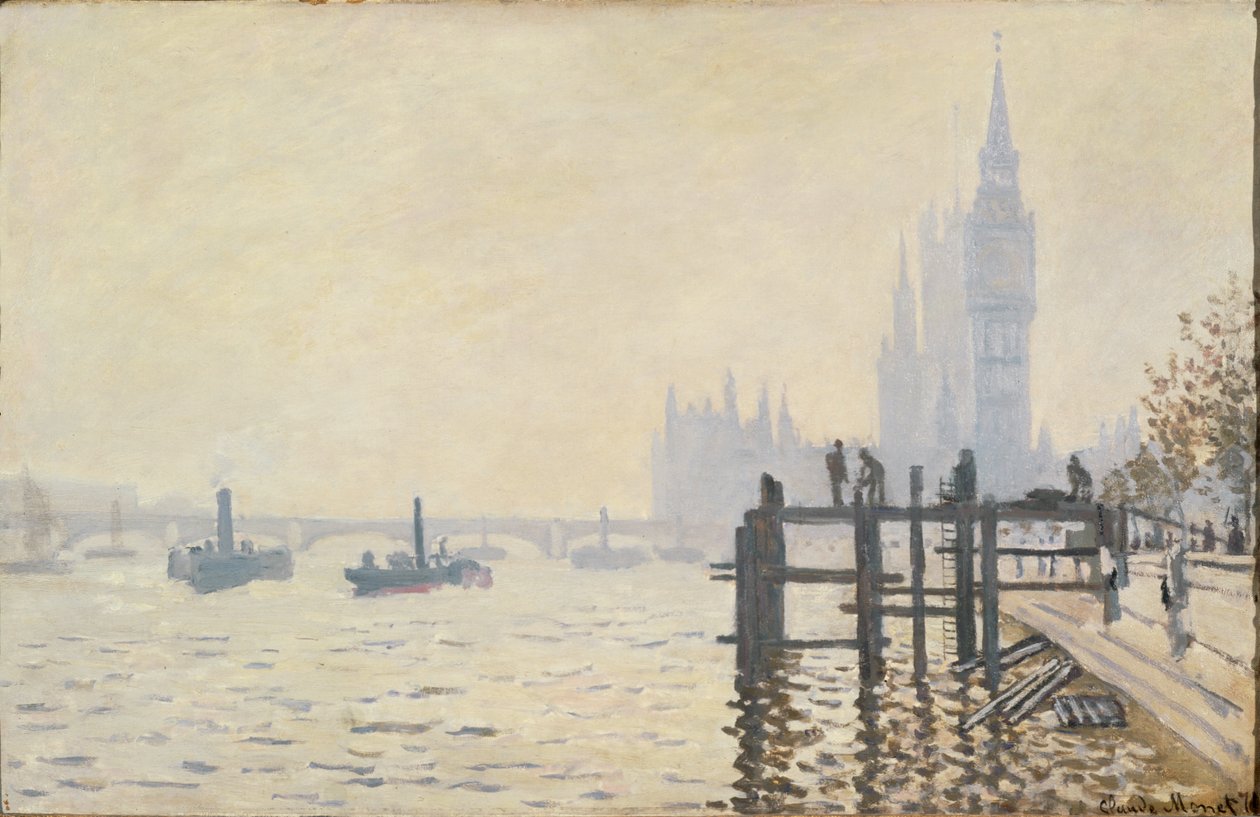 La Tamise en dessous de Westminster ... (huile sur toile) - Claude Monet