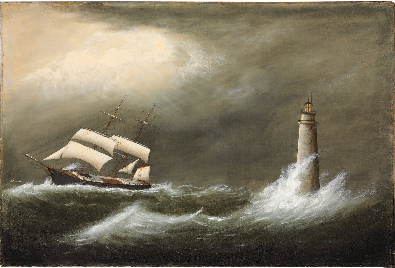 Navires passant devant le phare de Minot - Clement Drew