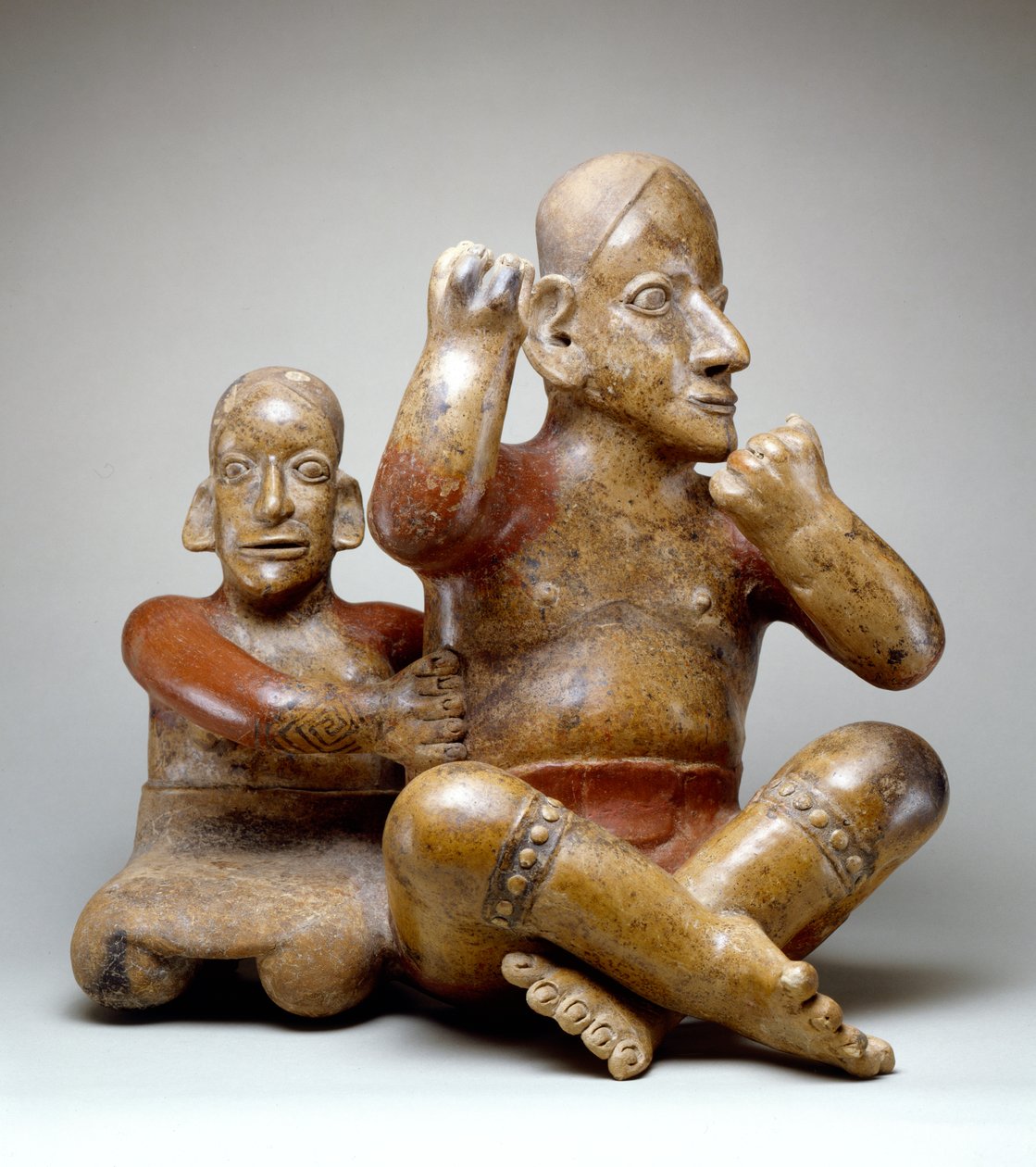 Homme et femme assis (terre cuite) - Colima Culture