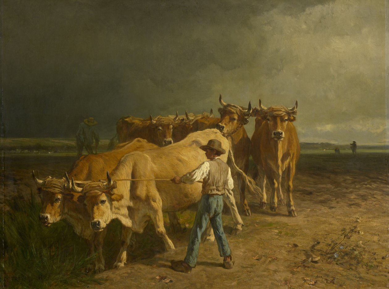 Labourage des bœufs, 1860 - Constant Emile Troyon