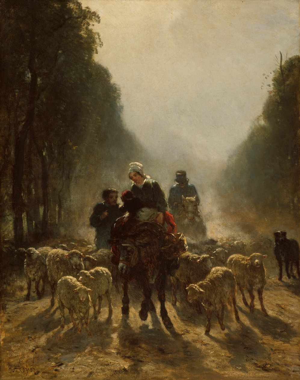 La route du marché - Constant Troyon