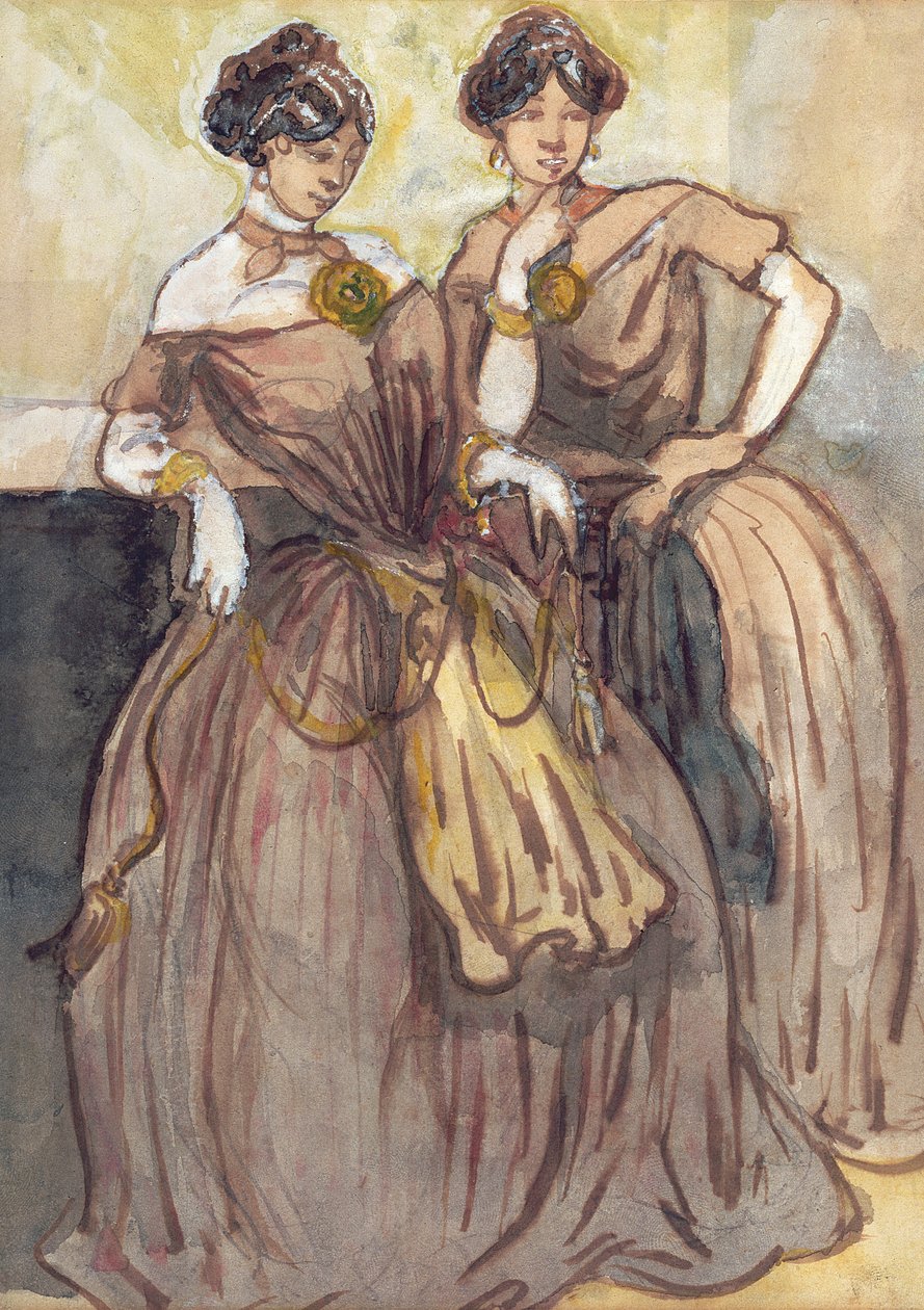 Deux jeunes femmes debout - Constantin Guys