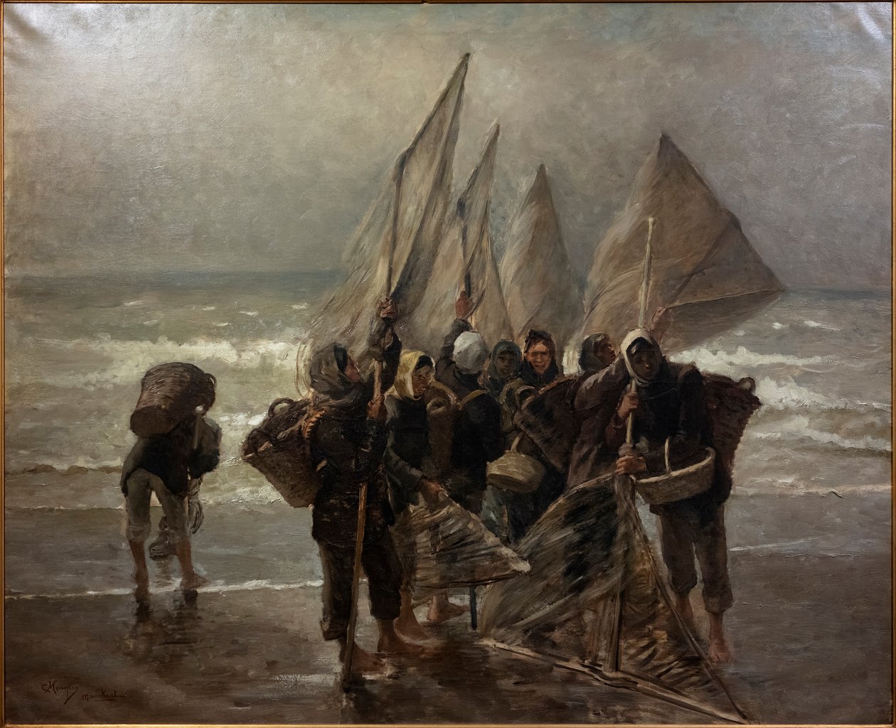 Pêcheurs de crevettes à Mariakerke - Constantin Emile Meunier