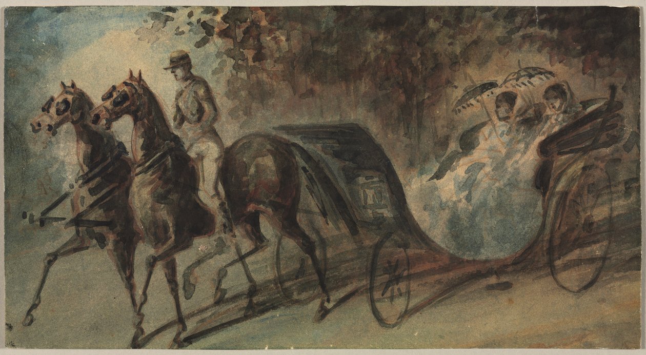 Carrosse dans le Bois de Boulogne, années 1800 - Constantin Guys