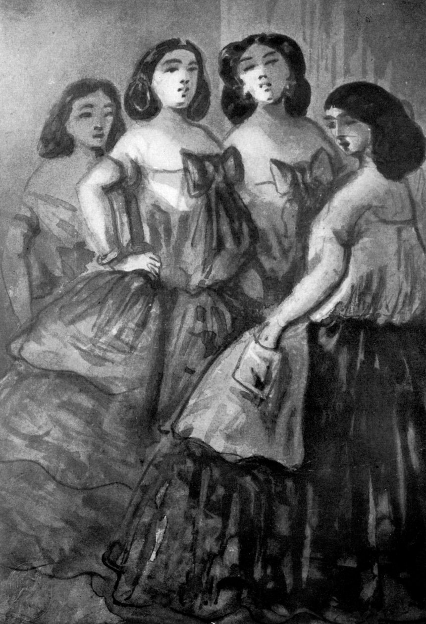 Quatre filles, 19ème siècle, 1930 - Constantin Guys
