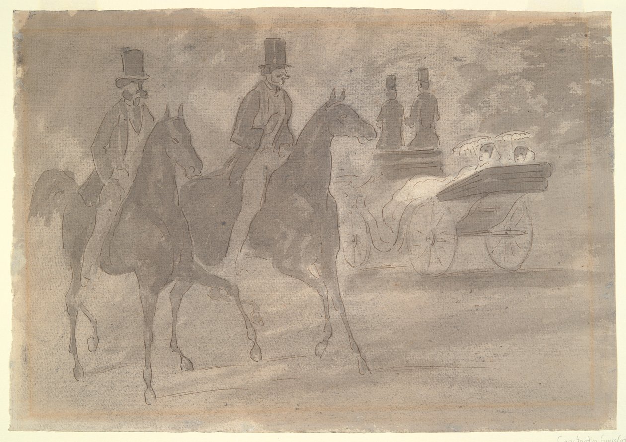 Voitures à cheval dans un parc - Constantin Guys