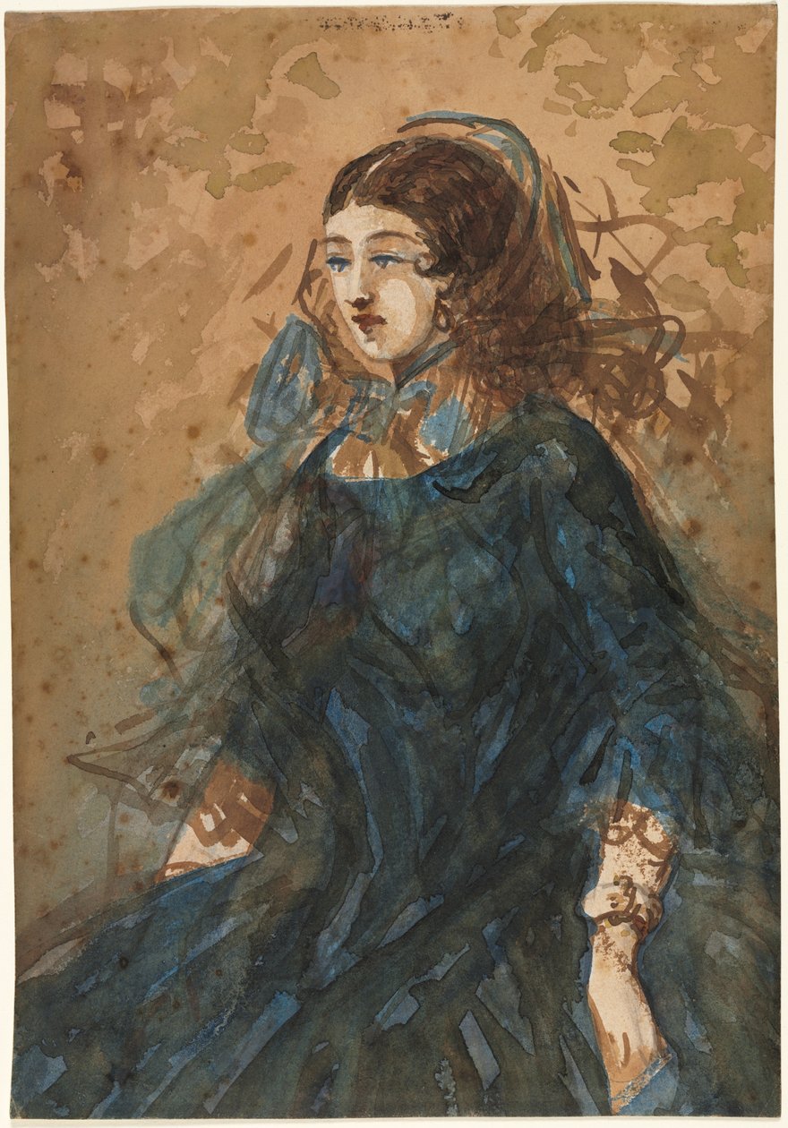 Femme en robe bleue (recto) - Constantin Guys