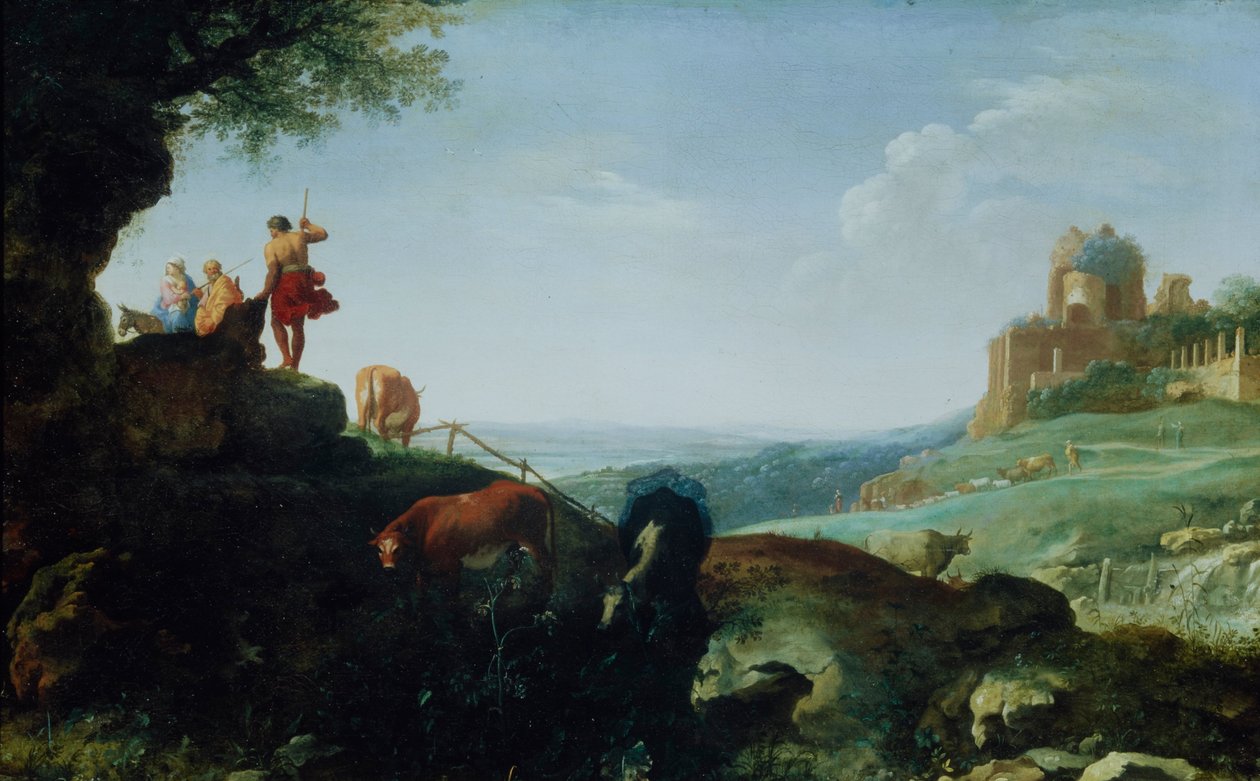 Paysage avec la Fuite en Égypte - Cornelis van Poelenburch