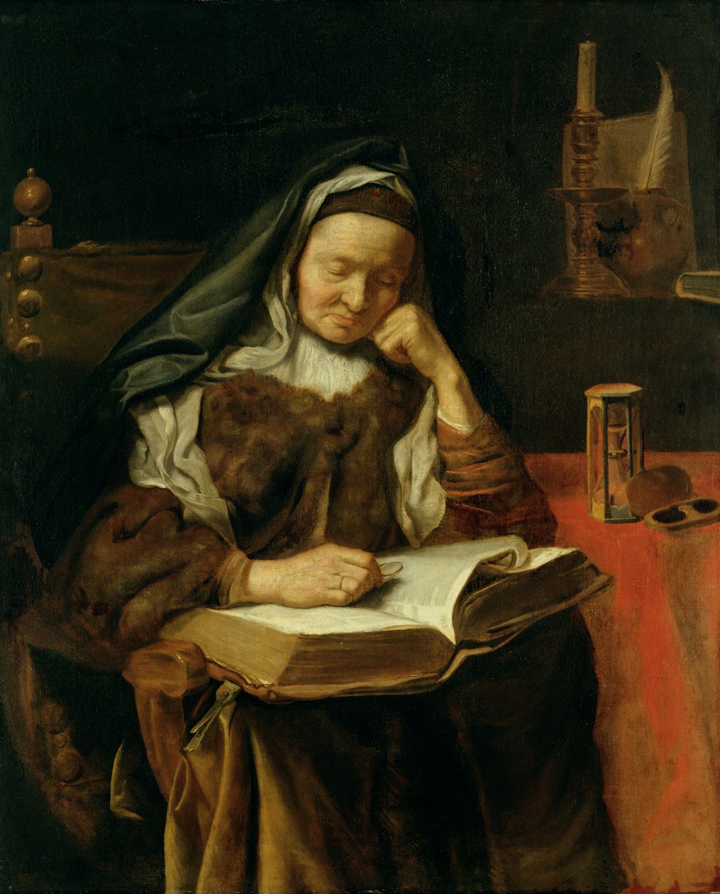 Vieille femme endormie - Cornelis Bisschop