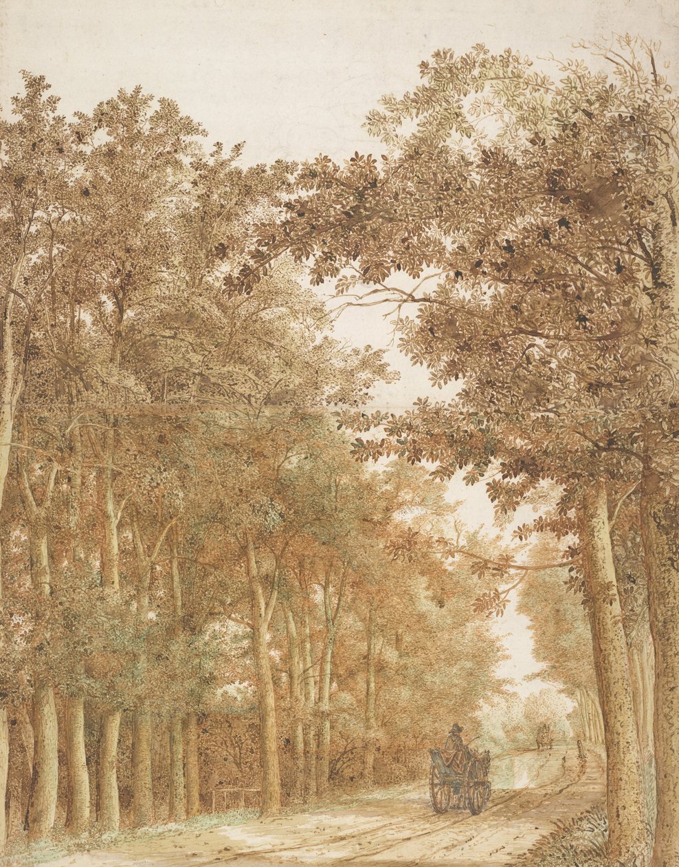 Route forestière avec deux charrettes tirées par des chevaux, vers 1638-1642 - Hendrick Cornelisz. Vroom
