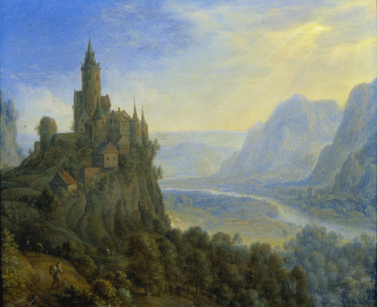 Paysage montagneux avec un château - Cornelis Saftleven