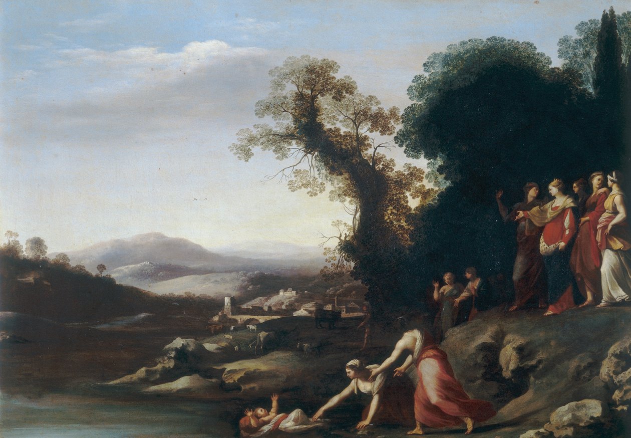 La découverte de Moïse - Cornelis van Poelenburgh or Poelenburch