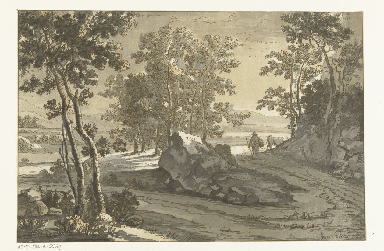 Paysage boisé avec berger - Cornelis Brouwer
