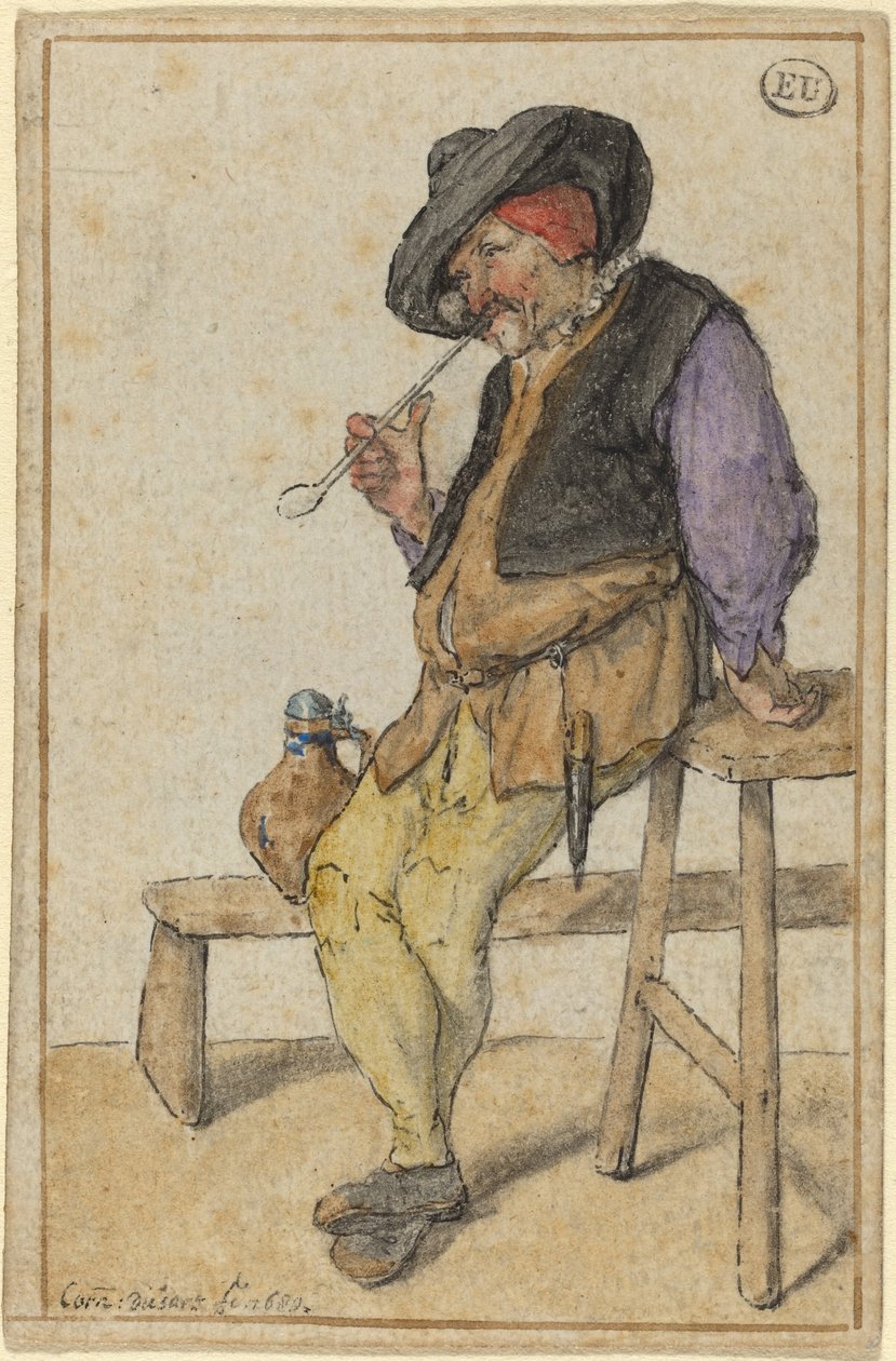 Paysanne fumant - Cornelis Dusart