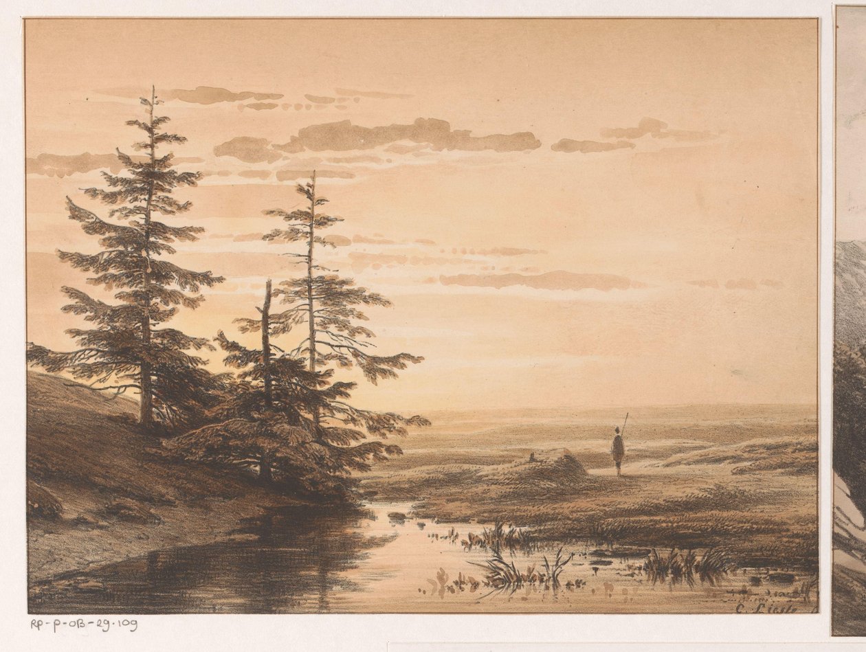 Paysage avec coucher de soleil - Cornelis Lieste