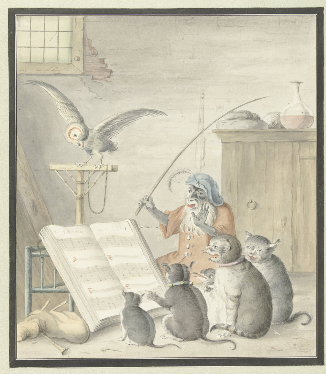 Intérieur avec concert de chats - Cornelis Saftleven (possibly)