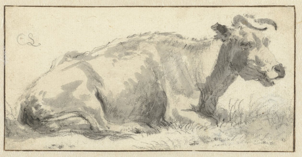 Vache couchée, vers la droite - Cornelis Saftleven