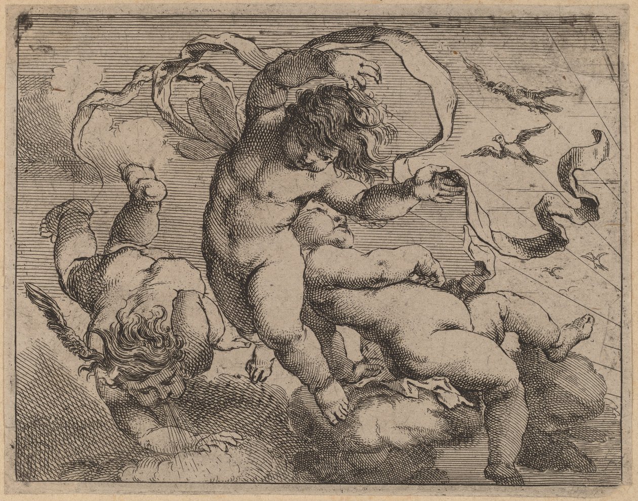 Trois putti volants - Cornelis Schut I