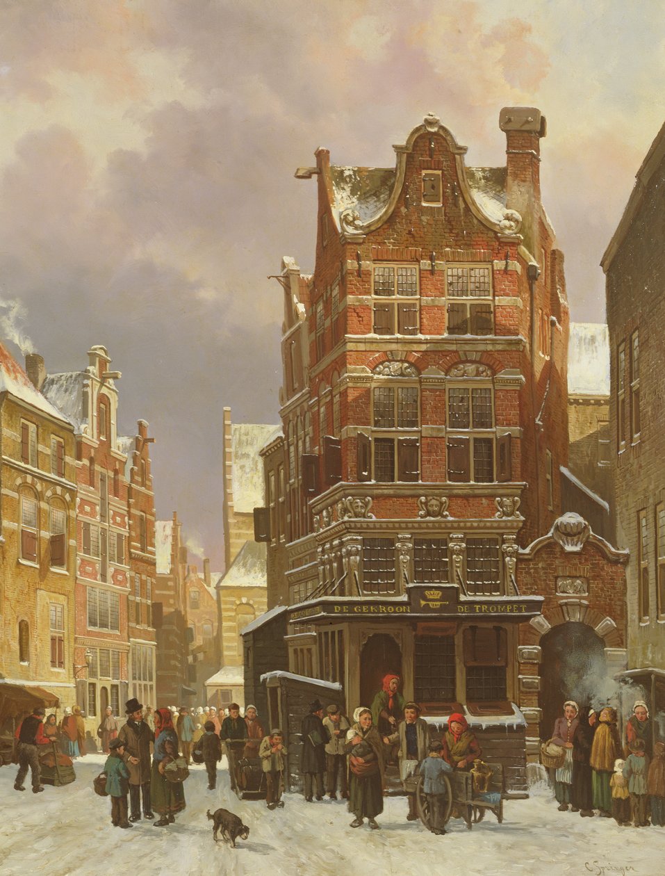 Scène de rue en Belgique, 19ème siècle - Cornelis Springer