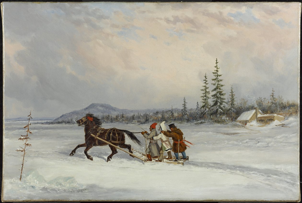 Habitants en traîneau, vers 1855 - Cornelius Krieghoff