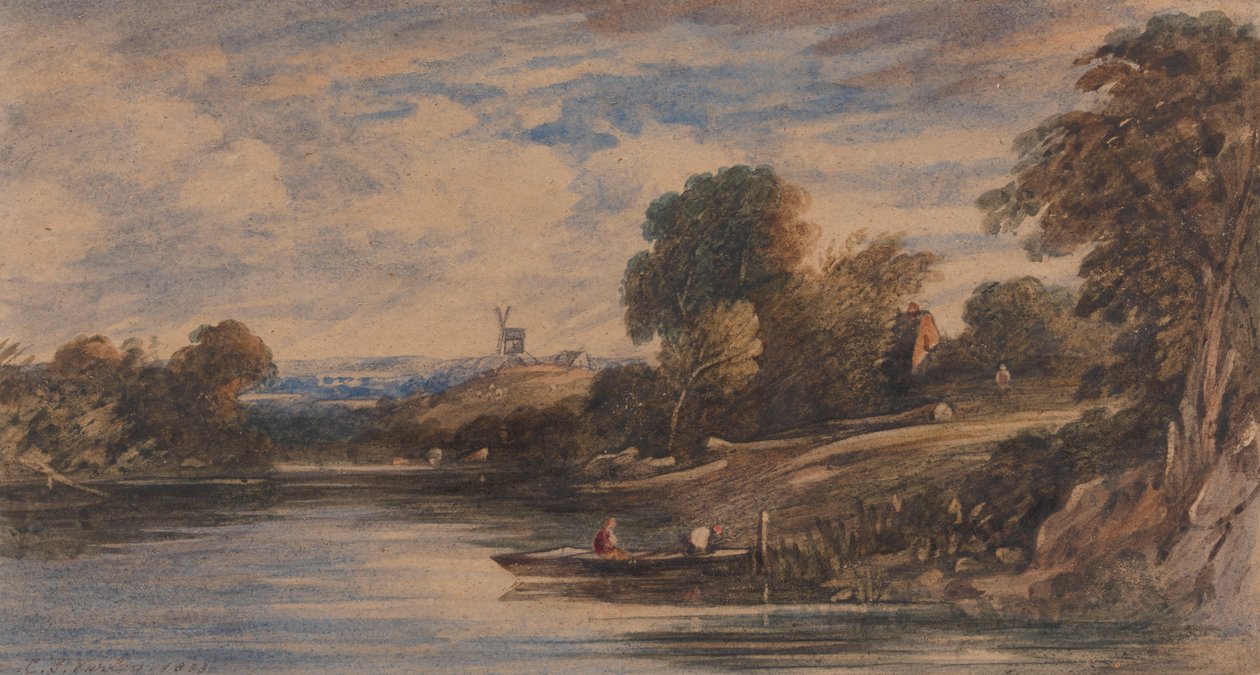 Paysage avec moulin à vent - Cornelius Varley