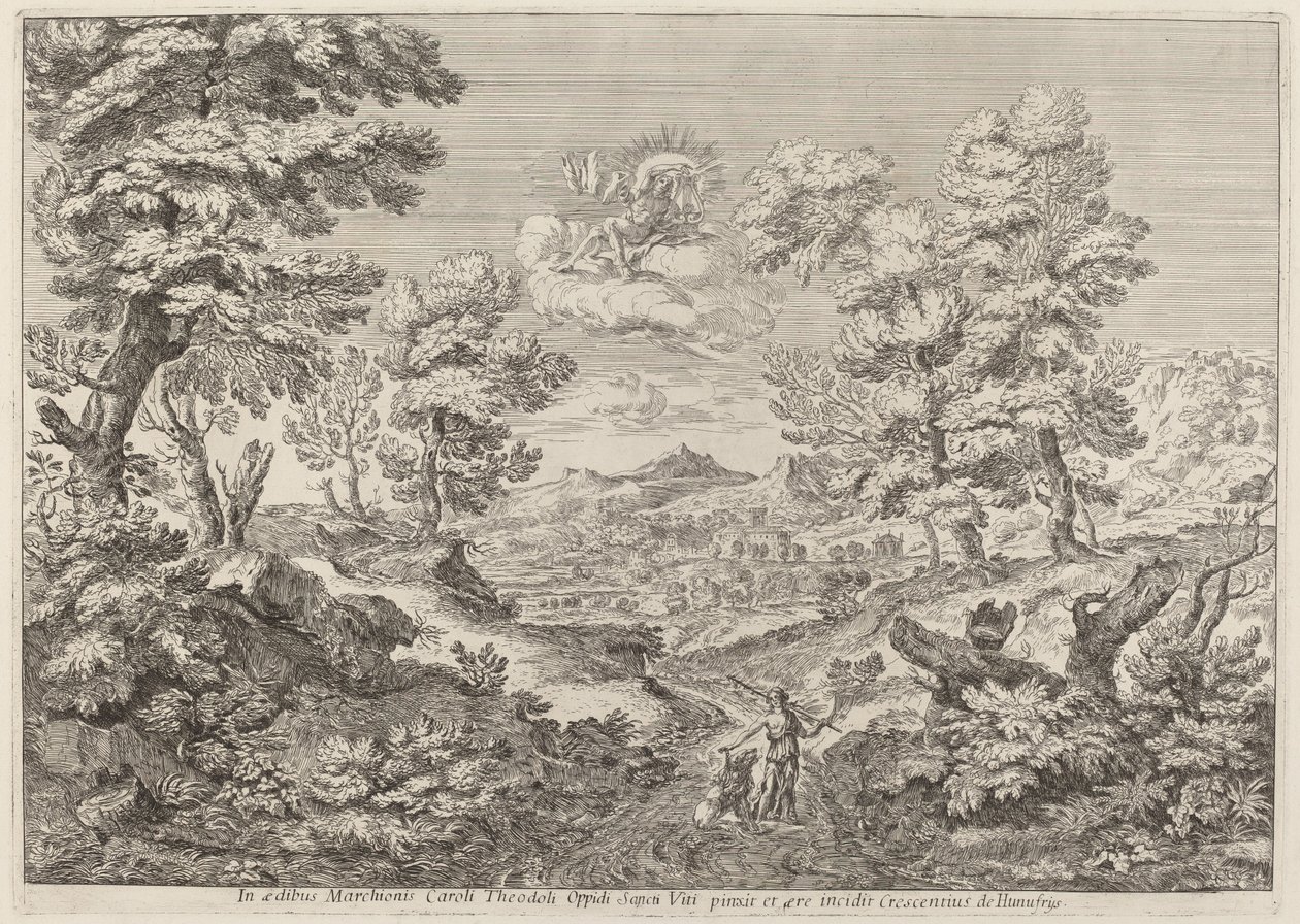 Apollon et une nymphe menant un lion - Crescenzio Onofri