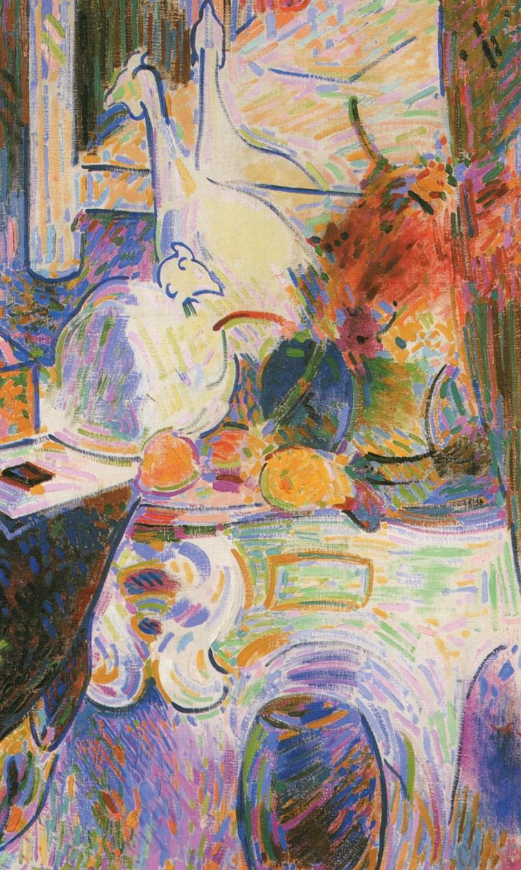 Nature morte avec pintades en porcelaine devant un miroir - Curt Herrmann