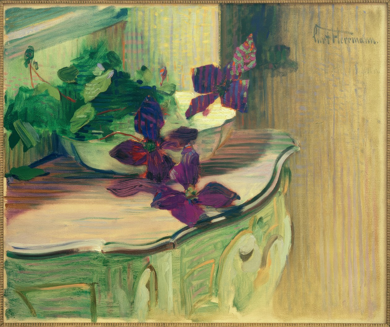 Nature morte avec clématites sur une console rococo - Curt Herrmann