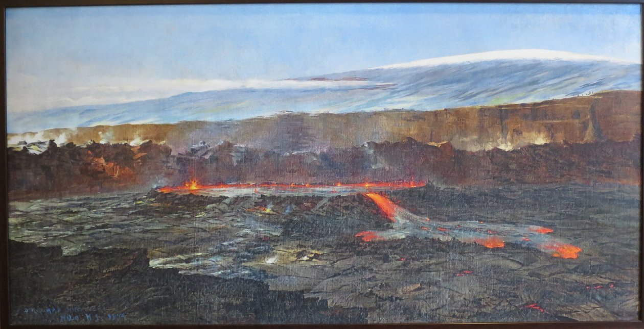 Éruption, cratère Halemaumau dans la caldeira de Kilauea - D. Howard Hitchcock