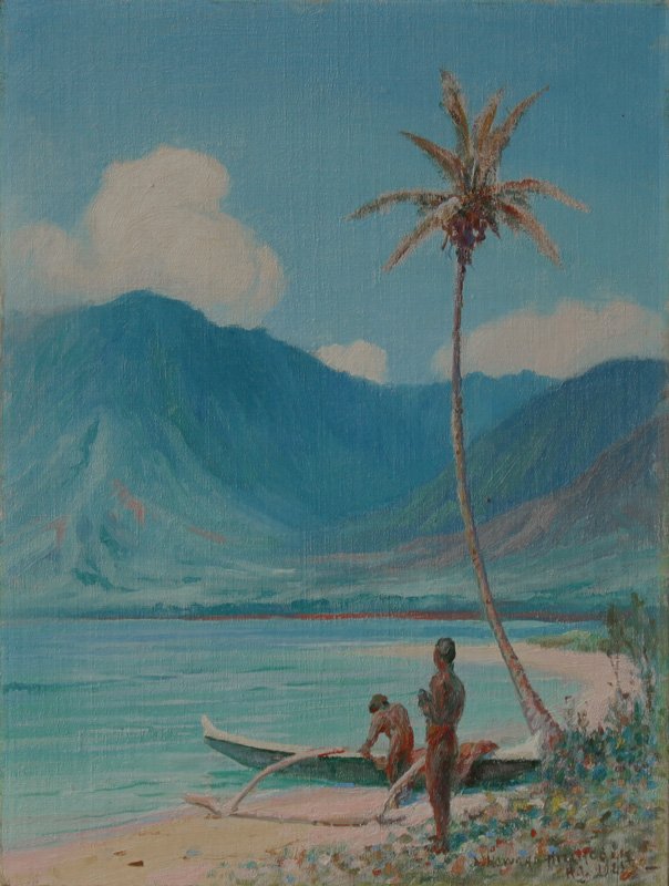 Sur la plage, Leeward Oahu - D. Howard Hitchcock