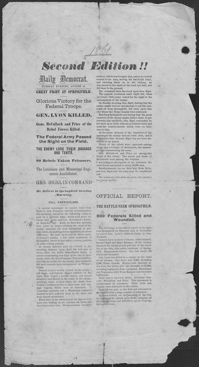 Contient le récit de la bataille de Wilson