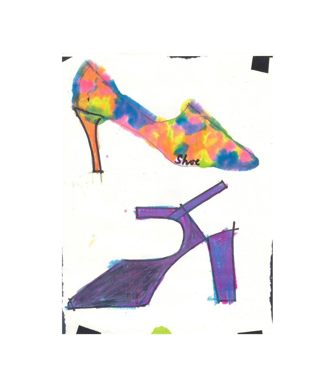 2 chaussures (feutre et aquarelle) - Daisy de Villeneuve