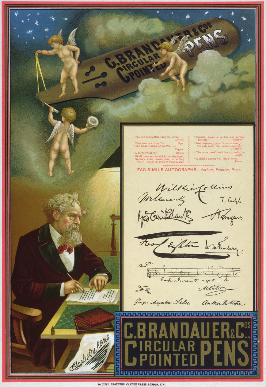 Publicité pour les stylos à pointe circulaire de C. Brandauer und Co. - Dalziel Brothers